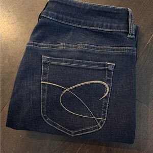 Chico's Jeans So‎ Slimming Slim Leg 0.5 Dark Blue Skinny 6 Embroidered Pocket